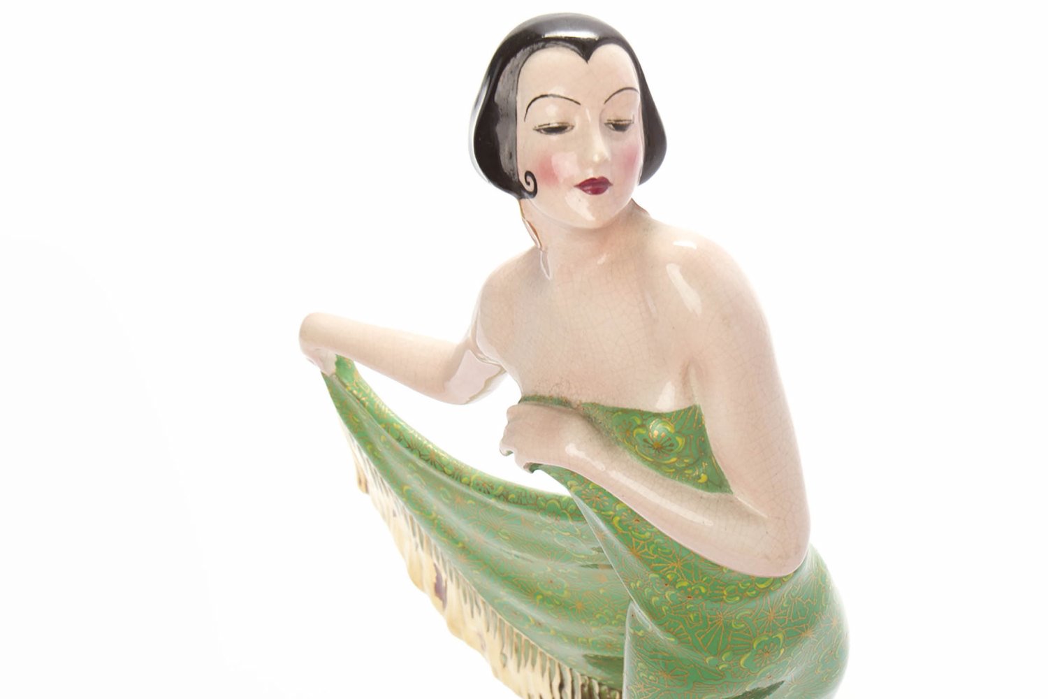 FIELDINGS CROWN DEVON ART DECO FIGURE OF A DANCER the young lady with bobbed hair and gypsy - Image 2 of 4