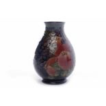 MODERN MOORCROFT VASE decorated with apples, grapes and songbirds,