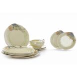 LOT OF CLARICE CLIFF FISH SERVICE DINNER WARE each stamped 'Clarice Cliff for Wilkinson',