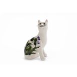 GRISELDA HILL WEMYSS POTTERY CAT with thistle decoration, black painted marks to base,