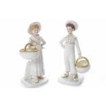 ATTRACTIVE PAIR OF ROYAL WORCESTER FIGURES BY JAMES HADLEY modelled as a young girl and boy