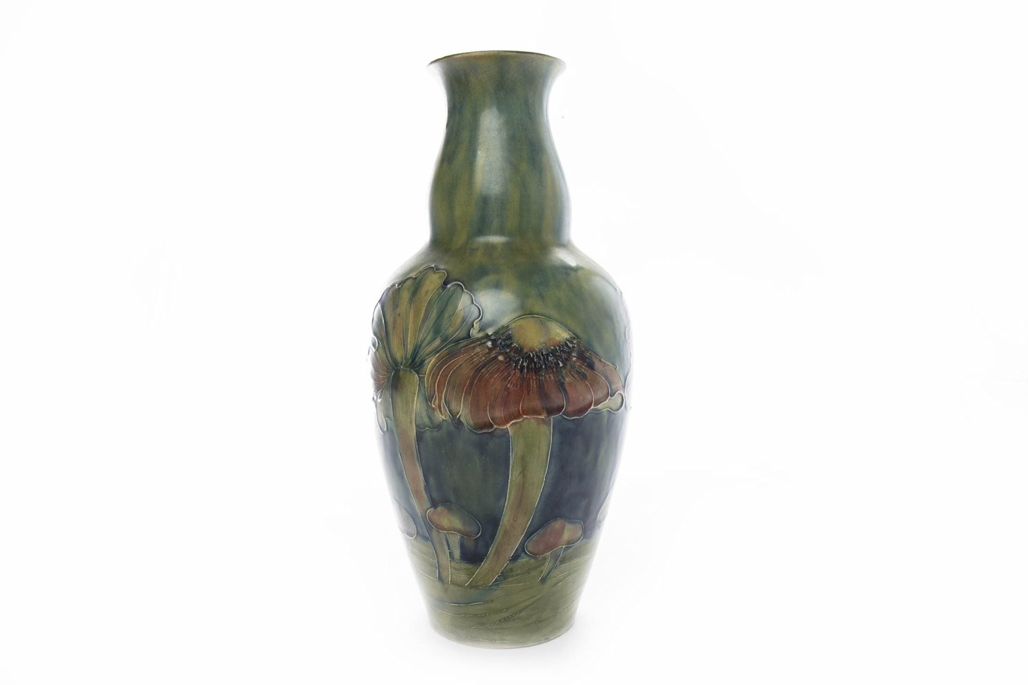 MOORCROFT FOR LIBERTY CLAREMONT PATTERN VASE of baluster form with long neck,