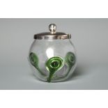 EARLY 20TH CENTURY CONTINENTAL ART NOUVEAU GLASS BOWL with three green glass spirals around the