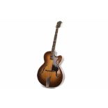 HOFNER PRESIDENT ARCHTOP GUITAR The signed headstock with inlaid mother of pearl decoration,