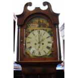 SCOTTISH VICTORIAN MAHOGANY LONGCASE CLOCK The eight day two train movement striking on a bell,