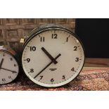 LARGE TWO SIDED INDUSTRIAL WALL CLOCK lacking movement,