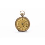 EIGHTEEN CARAT GOLD FOB WATCH the key wind pin set movement numbered 10282,