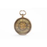 EARLY TWENTIETH CENTURY CONTINENTAL EIGHTEEN CARAT GOLD POCKET WATCH the gilt dial with Roman