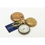 THREE POCKET WATCHES comprising a gold plated full hunter,