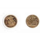 GOLD HALF SOVEREIGN DATED 1902 along with another half sovereign,