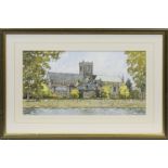 * IRVINE RUSSELL (SCOTTISH b. 1938), PAISLEY ABBEY watercolour on paper, signed 22.5cm x 42.