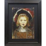 * SHAHIN MEMISHI, PORTRAIT OF A YOUNG GIRL, pastel on paper, signed 55.5cm x 39.