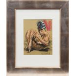 * FRANK MCFADDEN, CONTORTIONIST pastel on conte paper, signed 25cm x 21cm Mounted,