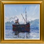 * JIM OWENS, PUFFER AT GREENOCK oil on board, signed.
