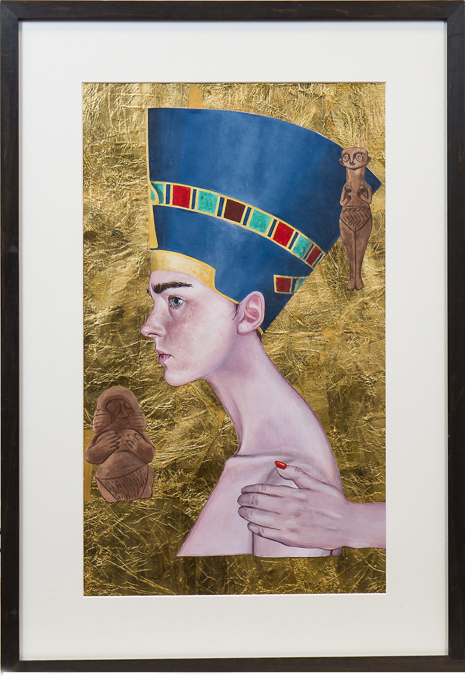 ROSIE DAHLSTROM, THE SELLING OF NEFERTITI, mixed media collage, signed with initials,