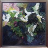 * ALEXANDRA (SANDY) GARDNER, DOVES oil on canvas,