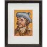 * GRAHAM H D MCKEAN, THE BARD OF SCOTLAND pastel and ink on paper, signed and titled 28cm x 29.