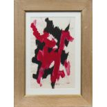 * WILLIAM GEAR RA FRSA RBSA (1915 - 1997), BLACK AND RED ABSTRACT, 1952 gouache on paper,