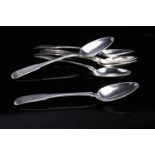 SET OF SIX SILVER SCOTTISH PROVINCIAL FIDDLE PATTERN TEASPOONS engraved initials,