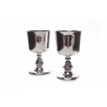 PAIR OF ATTRACTIVE SILVER AND PARCEL GILT WINE GOBLETS maker Barrowclift Silvercraft,