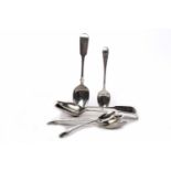 SIX GEORGE V SILVER TEASPOONS with bright cut engraving, maker J Sherwood & Sons,