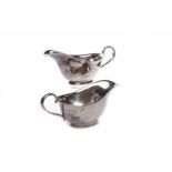 TWO GEORGE VI SILVER SAUCE BOATS maker's mark rubbed, Sheffield, 1945,