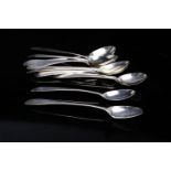 LOT OF SCOTTISH PROVINCIAL SILVER TEASPOONS four Dundee, circa 1790-1800 by Edward Livingston,