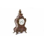 19TH CENTURY FRENCH RED BOULLE MANTEL CLOCK the round white enamel dial with Roman numerals and