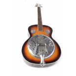 ASHTON RESO 100 RESONATOR GUITAR sunburst finish, with fur lined travel case,