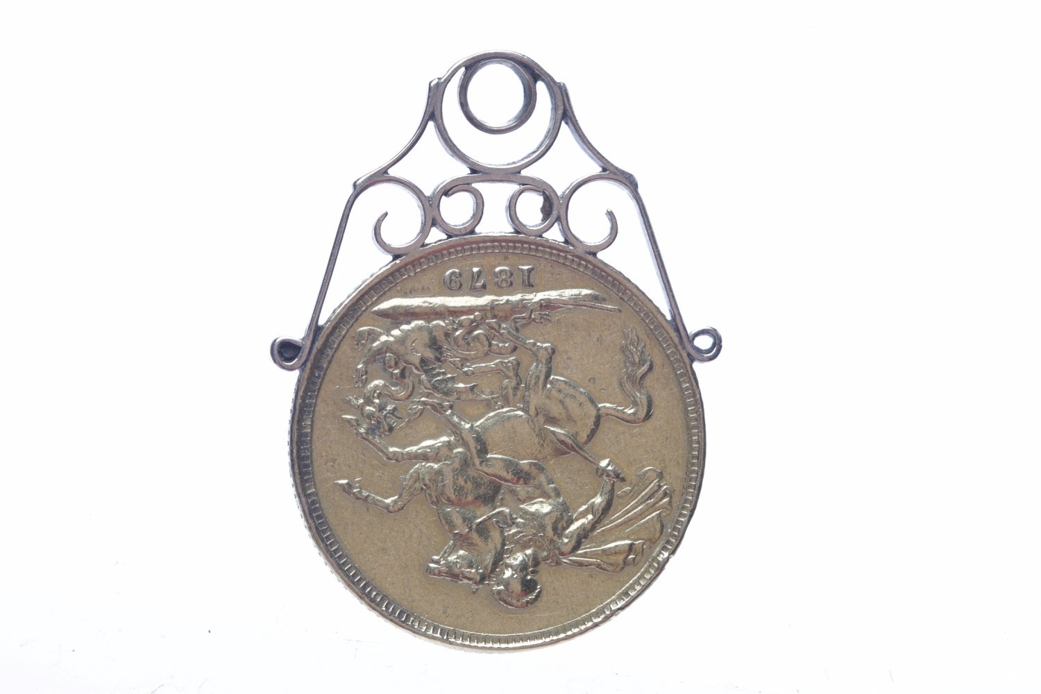 GOLD SOVEREIGN DATED 1879 in a pendant mount,