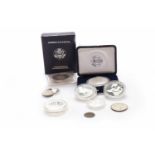 AMERICAN EAGLE 1OZ SILVER PROOF COIN along with five other coins in capsules,