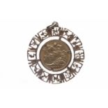 GOLD HALF SOVEREIGN DATED 1901 in a nine carat gold pendant mount, unsoldered,