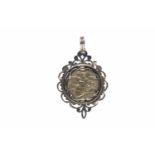 GOLD SOVEREIGN DATED 1896 in an unmarked pendant mount, unsoldered, 8.