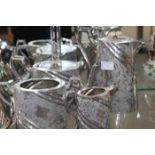 SILVER PLATED FOUR PIECE TEA SERVICE together with Wedgwood ceramics,