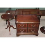 MAHOGANY NEST OF TABLES along with a floor lamp,