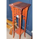 CARVED FOOTSTOOL AND A PLANT STAND