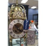 VICTORIAN-STYLE BRASS LANTERN CLOCK together with a Staffordshire figure (damaged) and an Edwardian