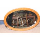 TWO VINTAGE MIRRORS one with inlaid oak frame,