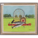 * E B WATTS, GONE FISHING watercolour on paper, signed 33cm x 41cm Mounted,