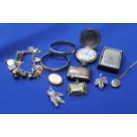 LOT OF VARIOUS SILVER AND OTHER ITEMS including a victorian silver full hunter pocket watch,