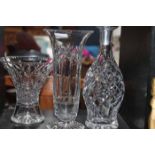 COLLECTION OF CRYSTAL DECANTERS, VASES,