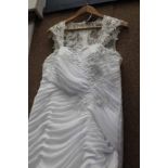 DESIGNER WEDDING DRESS white, embroidered with sequins, with button back,