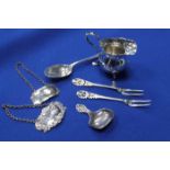 LOT OF SILVER ITEMS including a silver milk jug, two decanter labels,