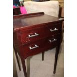 MAHOGANY SIDE TABLE with two short drawers,