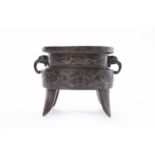 LATE 19TH/EARLY 20TH CENTURY JAPANESE BRONZE KORO in the Chinese style,