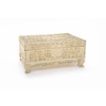 EARLY 20TH CENTURY CHINESE IVORY CARVED BOX of rectangular form,