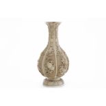 MID 20TH CENTURY CHINESE IVORY EFFECT VASE with foliate designs in relief,