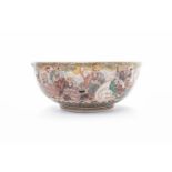 MID 20TH CENTURY JAPANESE PUNCH BOWL decorated to the exterior and interior with figures,