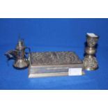 LOT OF SILVER to include a Siam wooden and silver box decorated with an elephant in relief,