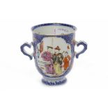 LATE 19TH/EARLY 20TH CENTURY CHINESE FAMILLE ROSE TWO HANDLED CUP decorated with figures on either